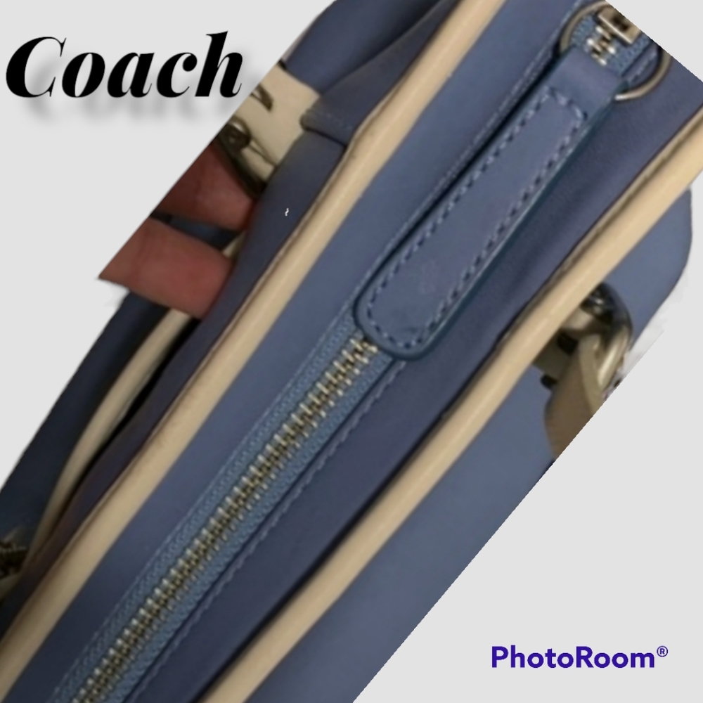 Vintage Cadet Blue Leather Coach Handbag - Picture 6 of 11